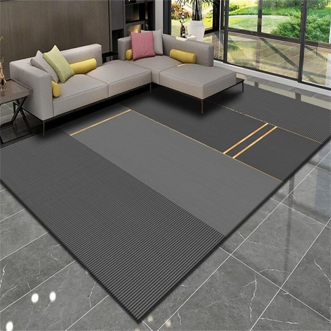 Tapis chambre à coucher gris 160x200 lavable et résistant aux taches