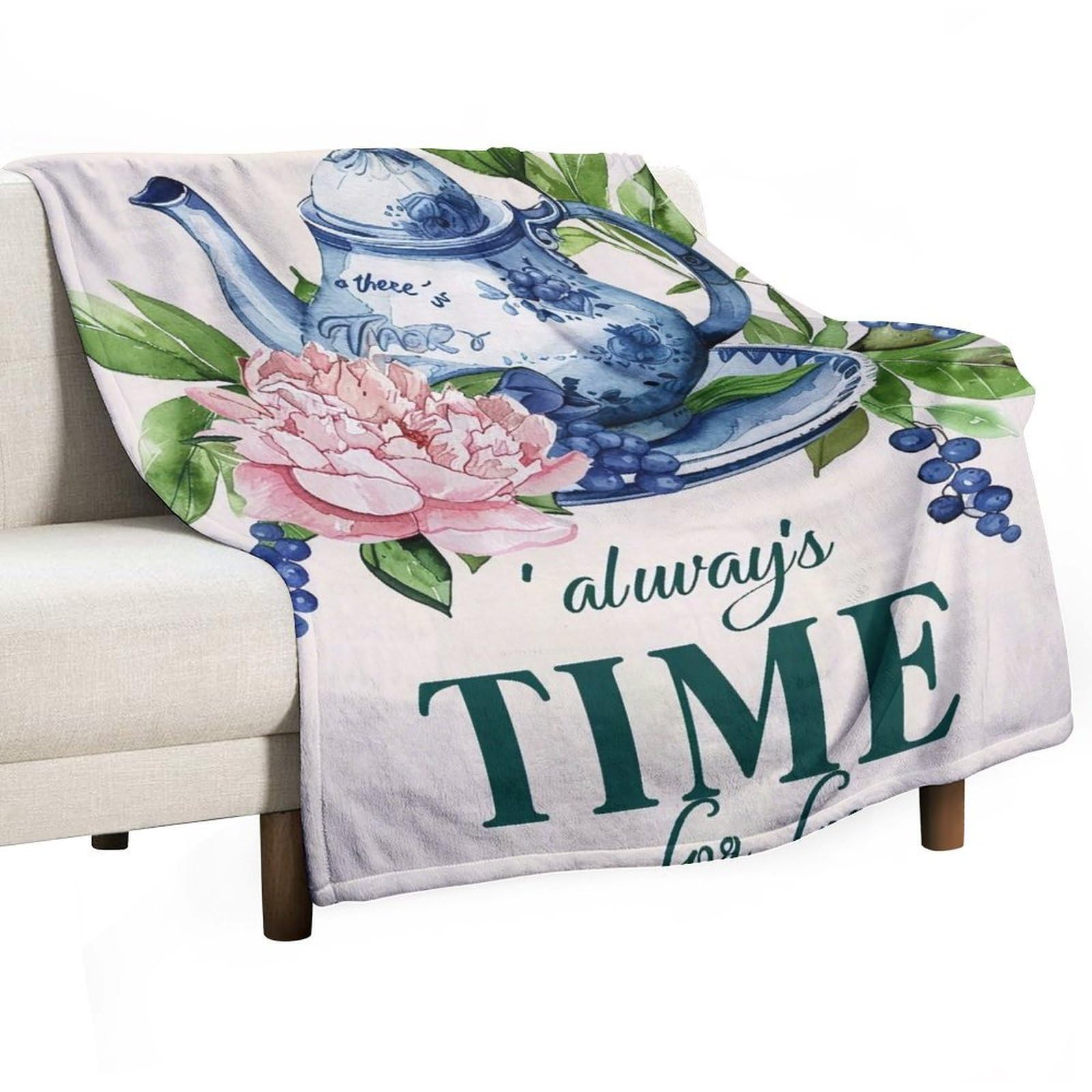 YHGSREUOH Tea-Always-Time_04 Flannel Blankets Fleece Soft Throw Lightweight Plush Gifts for Couch, Bed, Cozy Sofa Plush, Chair, Lovers 138x175cm(55x70in)