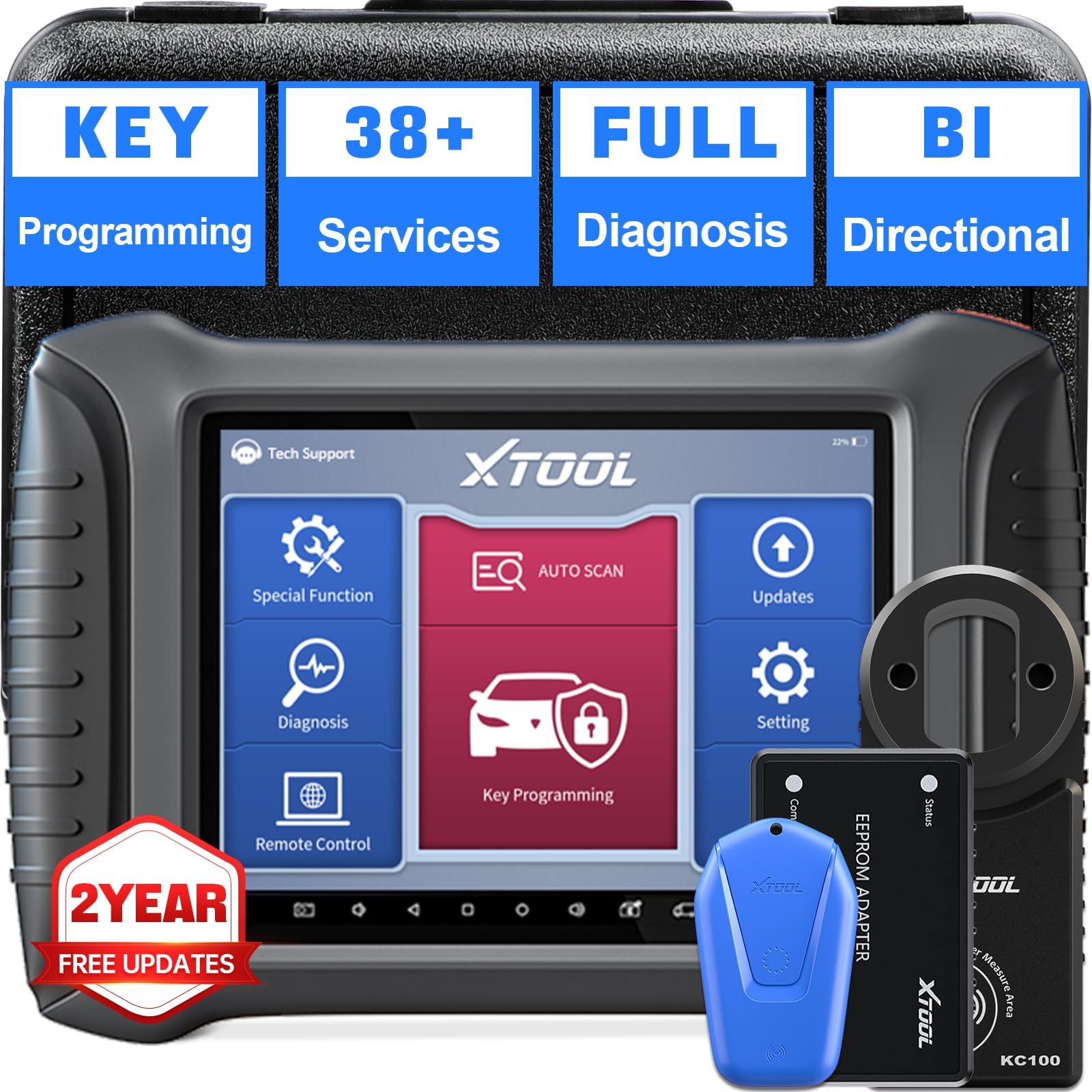 XTOOL Key Programming Tool X100 Pad3 with KS-1 Key Programmer Work for Toyota/Lexus, OE Level Full Systems Diagnosis, Bidirectional Control, 24 Services, Injector Coding/ABS Bleeding/TPMS Reset