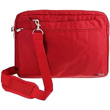Navitech Red Sleek Water Resistant Travel Bag - Compatible with WOLFANG 9.5" Portable DVD Player