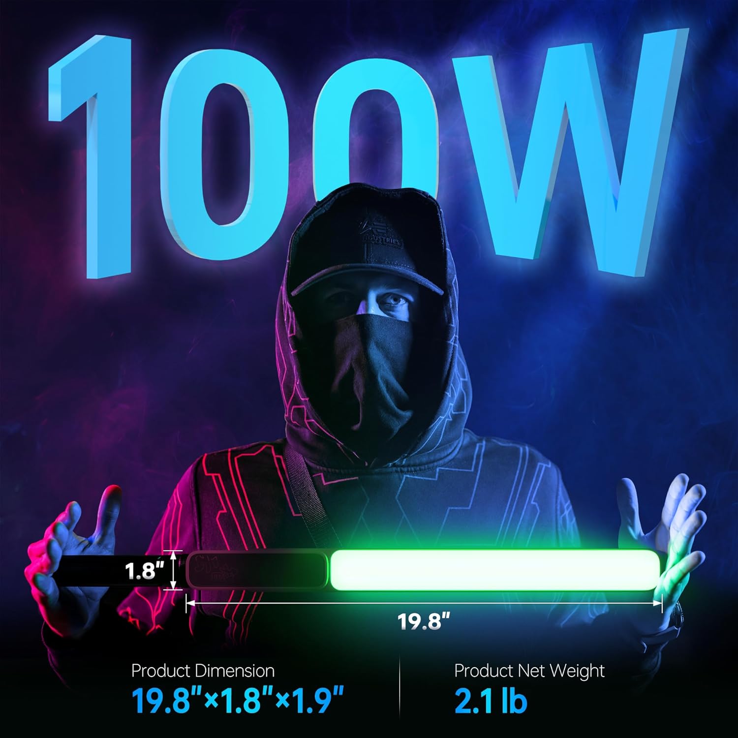 ZHIYUN CINEPEER CF100 100W RGB Light Stick Handheld LED Video Light Wand 2700K-6500K CRI 96+ TLCI 98+ Portable Fill Light with 6 Light Effect Continuous Output Photography Tube Combo