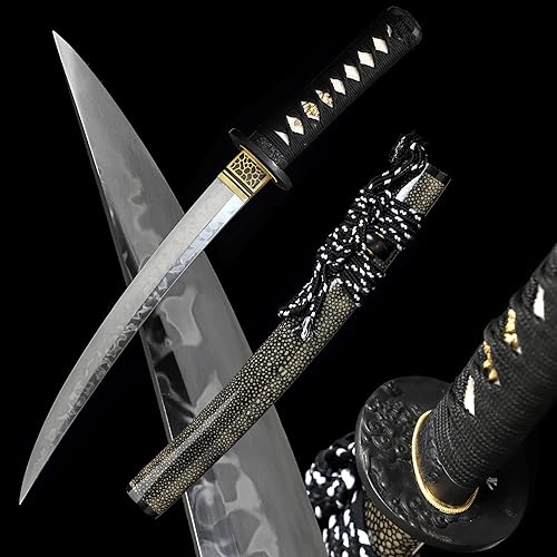 Shinken of Swords Espada katana Janpanesa hecha a mano de arcilla T10 de acero templado Hitatsura Hamon Samurai Tanto Sword Razor Sharp Blade