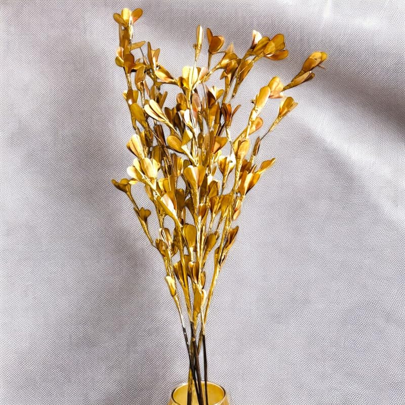 DY Saaz Golden TEE Flower 6 Sticks |Boho Home Decor and Vase Fillers for Home Decor Wedding Decor (Without Vase Pot)