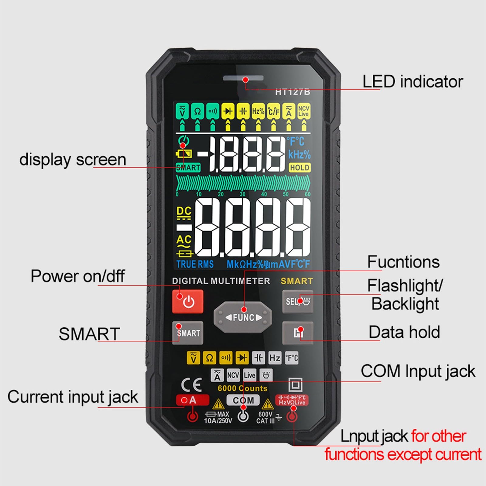 Miniatur Digitalmultimeter für elektrische Tests Bildungswesen und bei der Wartung vor Ort Verschiedene elektrische Messungen Kapazitätswiderstandsmessgerät