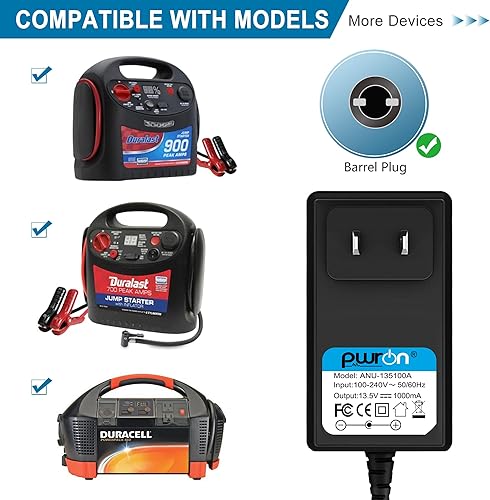 Miniatura 4 de PwrON Adaptador de CA y CC de 6.6 pies compatible con Duralast Gold BP-DLG BPDLG 700 AMP 900 Amp BP-DL900 Peak Jump Starter Battery Jumper, para