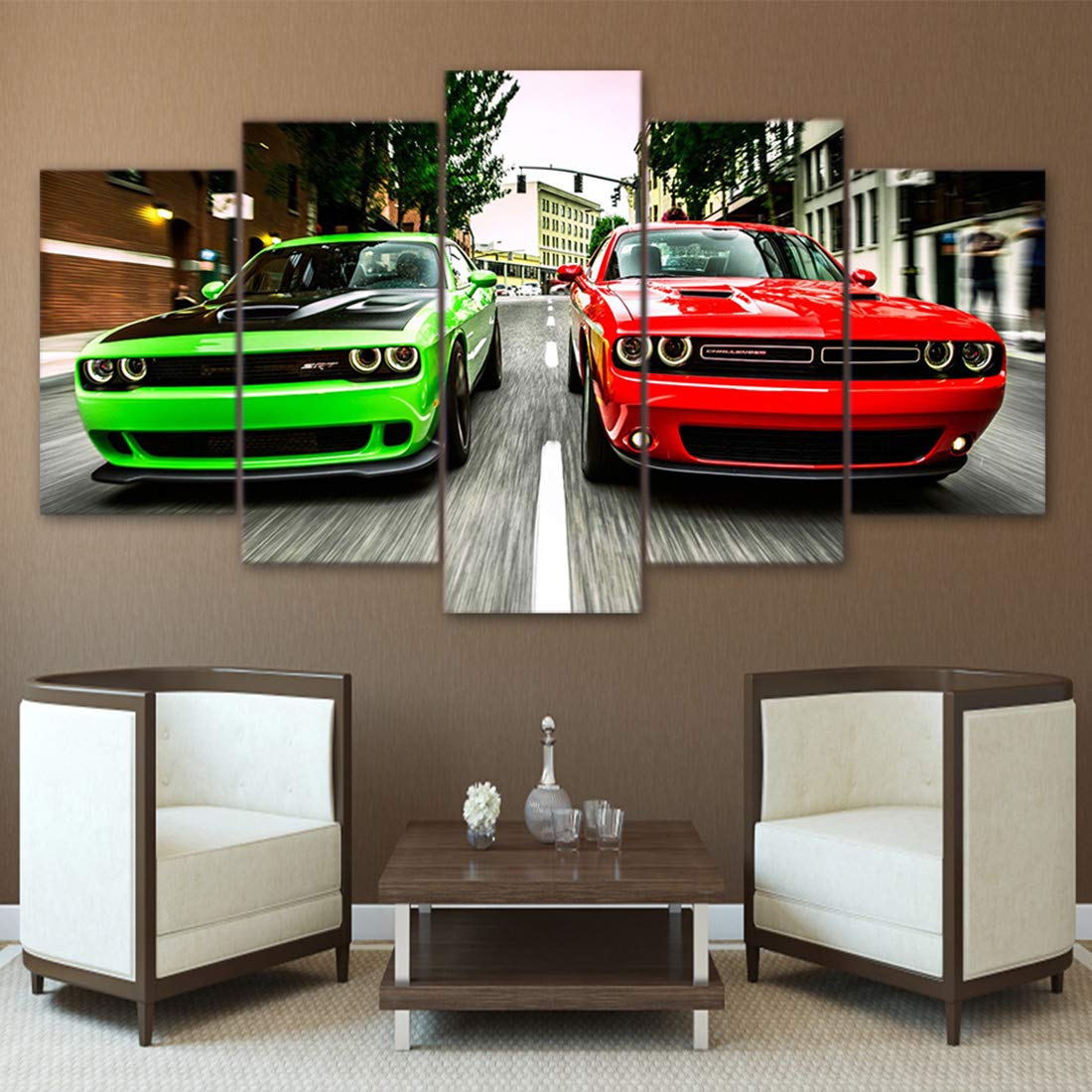 CanvasArts Dodge Challenger - Leinwand Bild Auf Keilrahmen (120 X 70 Cm, Leinwand Auf Keilrahmen