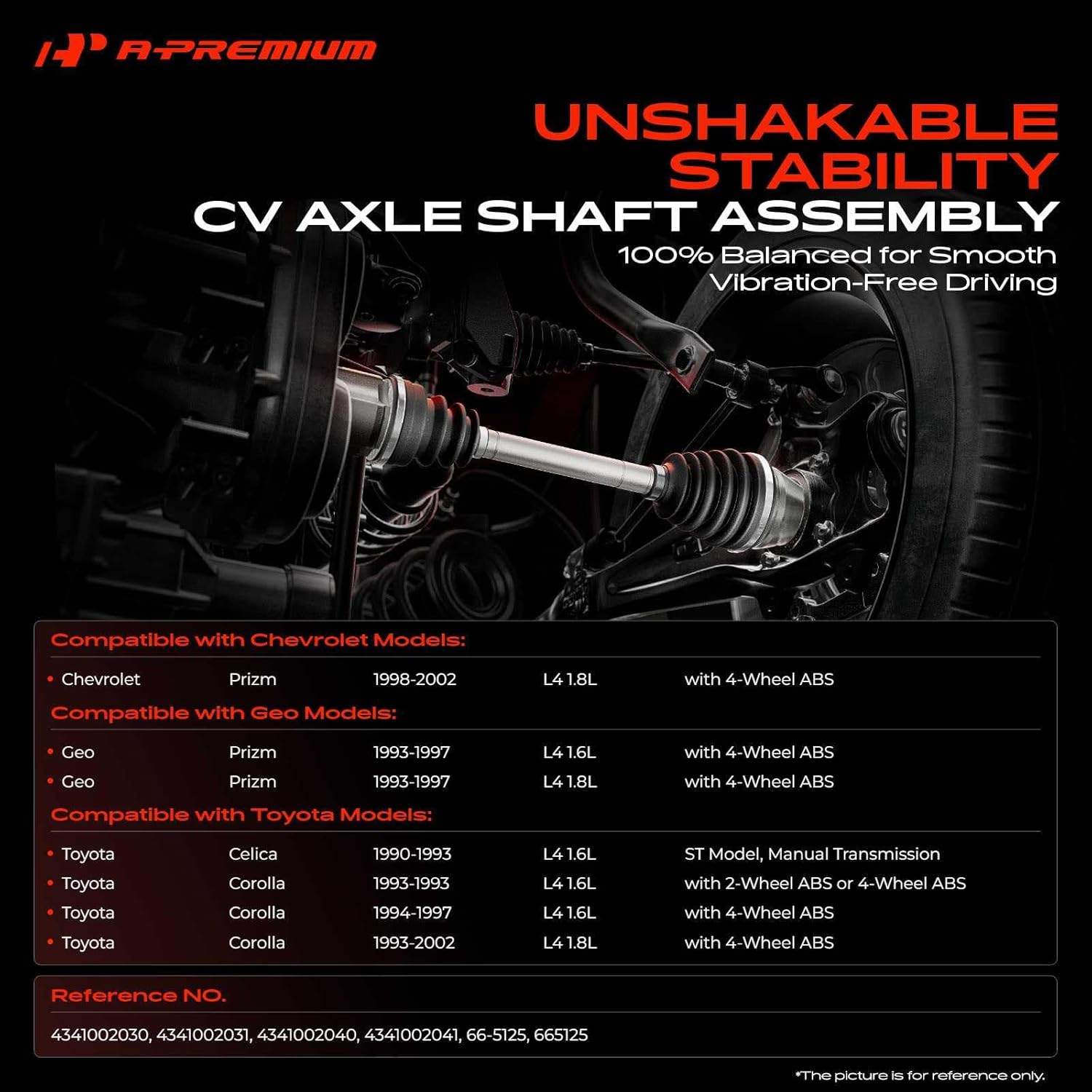 A-Premium CV Axle Shaft Assembly Compatible with Toyota Celica 1990-1993, Corolla 1993-2002 & Chevrolet Prizm 1998-2002 & Geo Prizm 1993-1997, Front Right Passenger Side, Replace# 4341002030