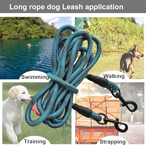 Miniatura 6 de BTINESFUL Cuerda de amarre, correa de cordón de 8 pies, 12 pies, 20 pies, 30 pies, 50 pies, 75 pies para perro al aire libre, correa larga para atar