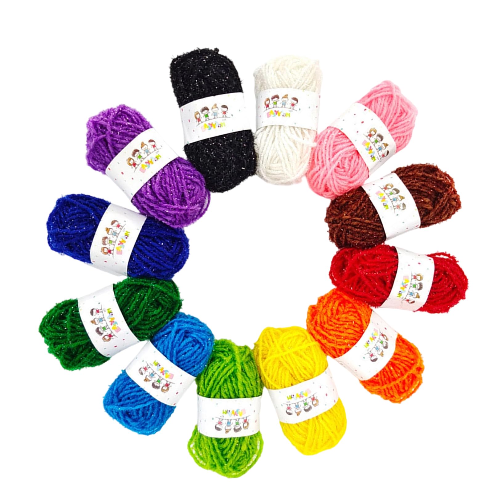 Buxuaaaa Gold Thread 12 Colors Colorful Yarn 4Ply Kids Crochet Yarn Soft Hand Knitting Easy To Use For Scarves Shawls Blankets