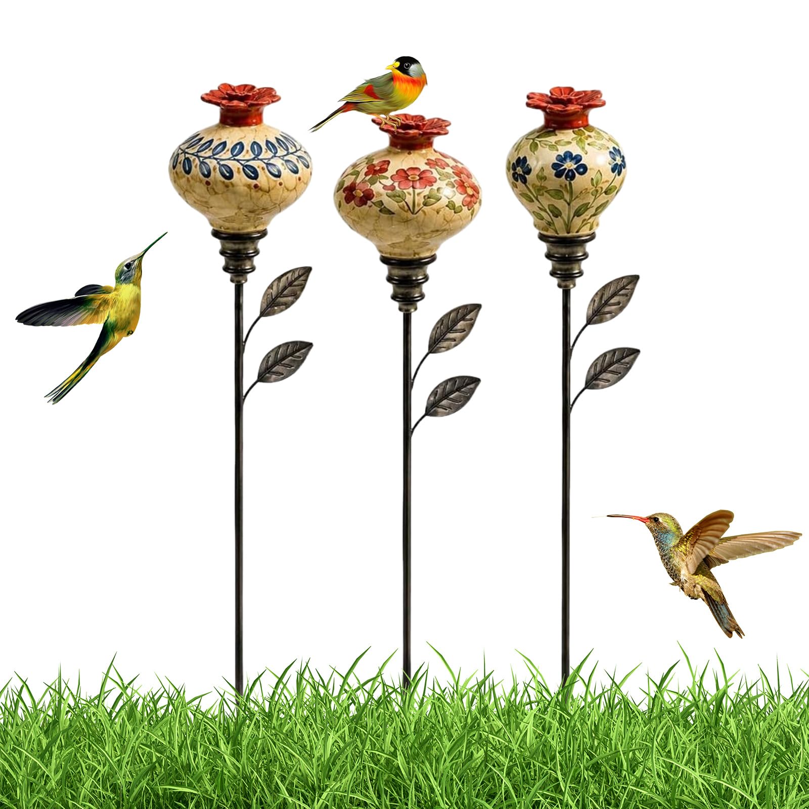 Mangiatoia Per Colibrì in Ceramica Vintage Palo Da Giardino (#ABC)