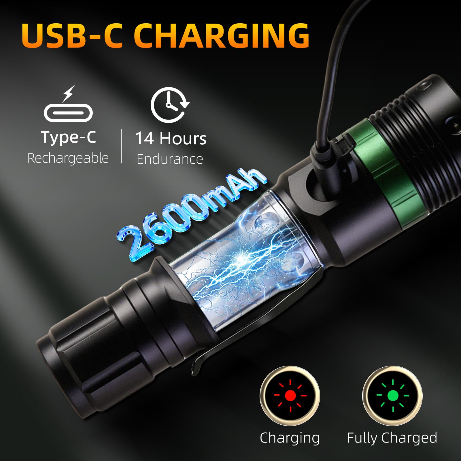 UltraFire Lámpara de tráfico recargable LED, linterna de 11 pulgadas, barra de luz con zoom, 3 modos, barra de señalización con clip para cinturón para control de tráfico, emergencia, policía