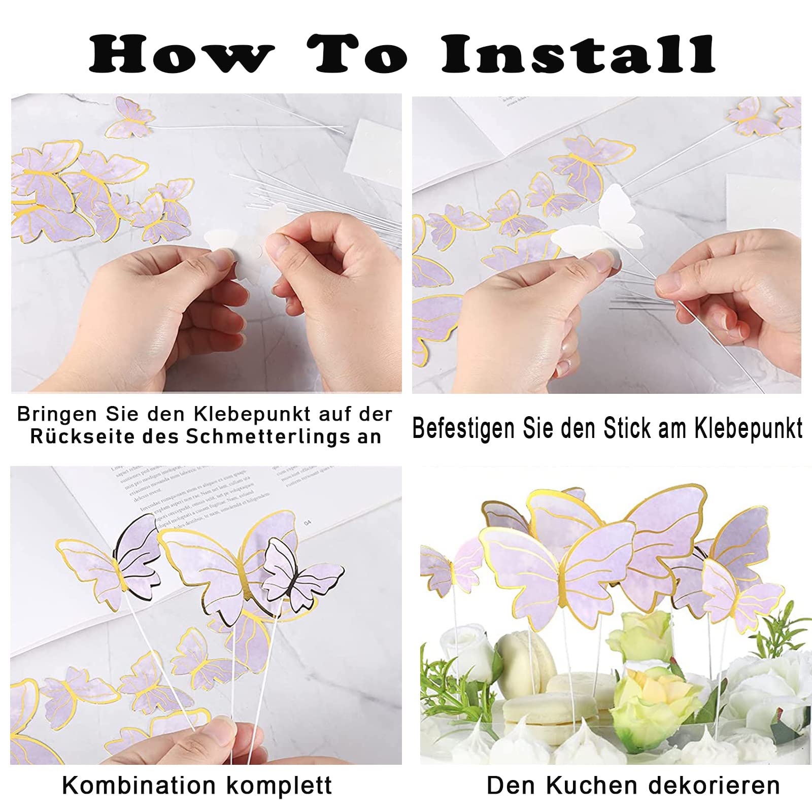 thumbnail: CHIHOLEN Taartdecoratie - 55 Stuks Bloemen & Vlinders