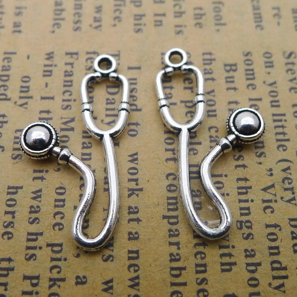LINYONG 300pcs Stethoscope Charms 13mm x 26mm DIY Jewelry Making