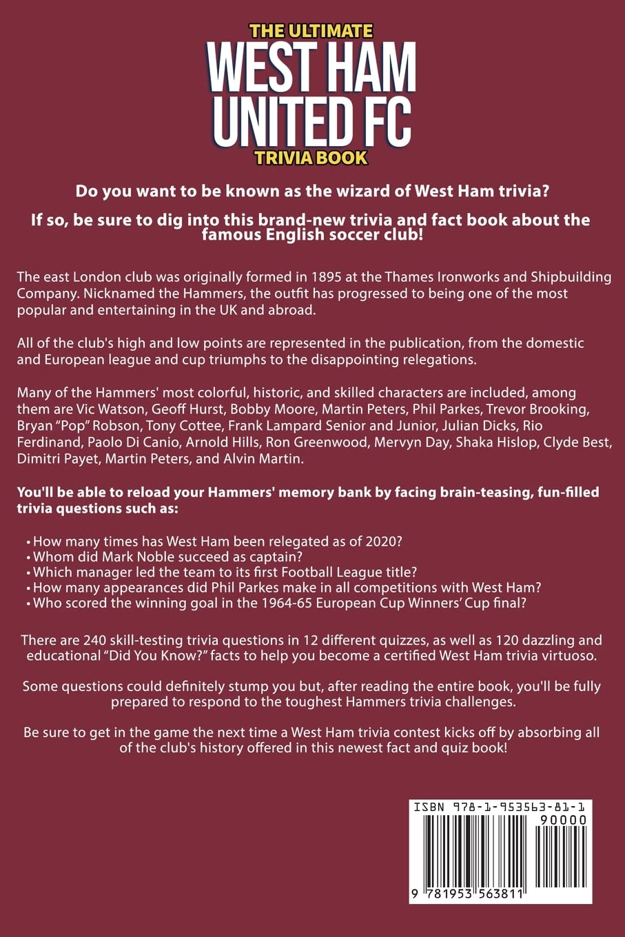 The Ultimate West Ham United Trivia Book: A Collection of Amazing Trivia Quizzes and Fun Facts for Die-Hard Hammers Fans! - Image 2