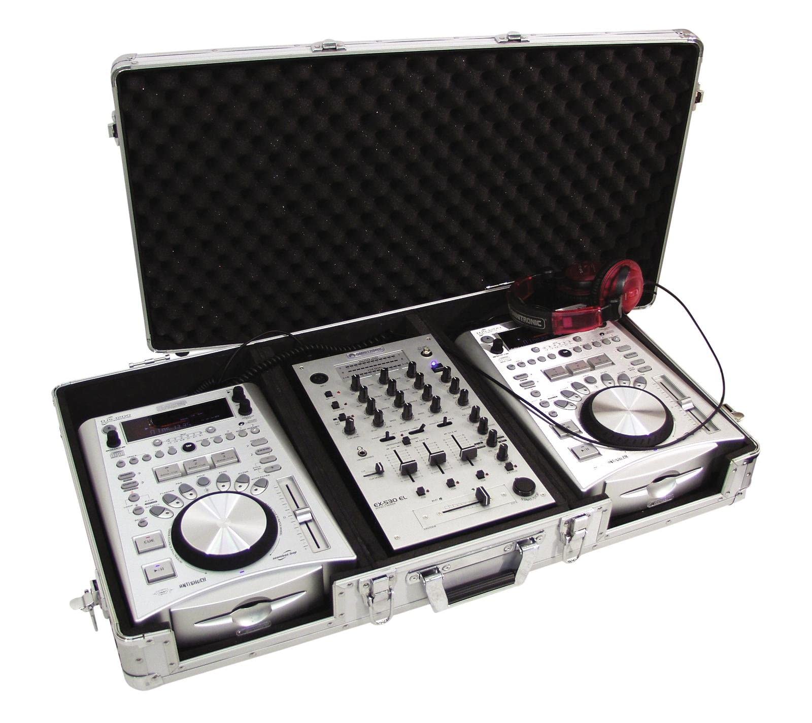 Omnitronic Professional DJ Flight Case in Alluminio. Per due DJ CD player e una console da 10 "mix DJ. Dimensioni 840x470x155 mm.