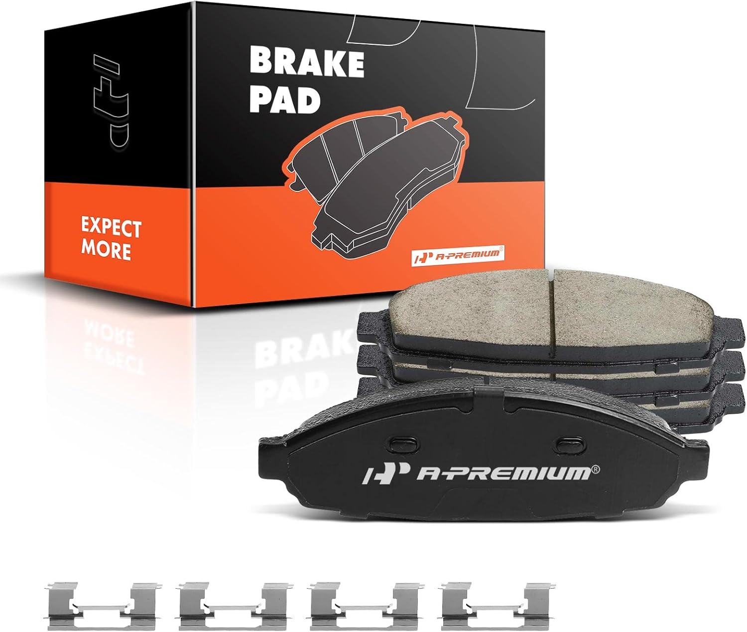 A-Premium Front Ceramic Brake Pads Set Compatible with Ford, Lincoln and Mercury Models - Crown Victoria/Town Car/Grand Marquis 2003-2011, Marauder 2003-2004, with Hardware, 4-Pack