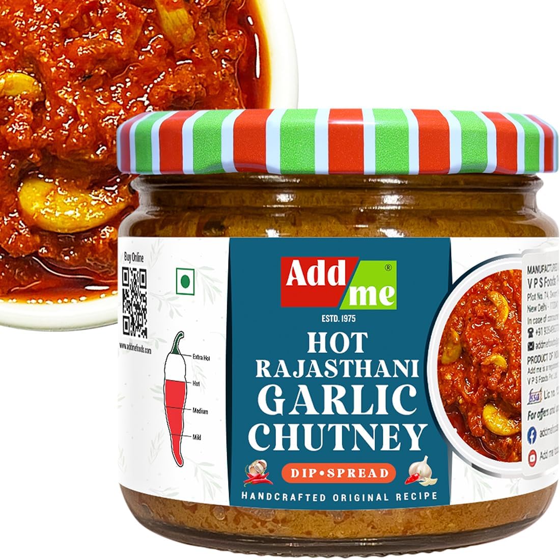 Add Me Hot Rajasthani chilli Garlic Chutney | masaledar lal mirchi lahsun ki chatni chukh ready to eat Dip Sauces 300gm Glass Pack