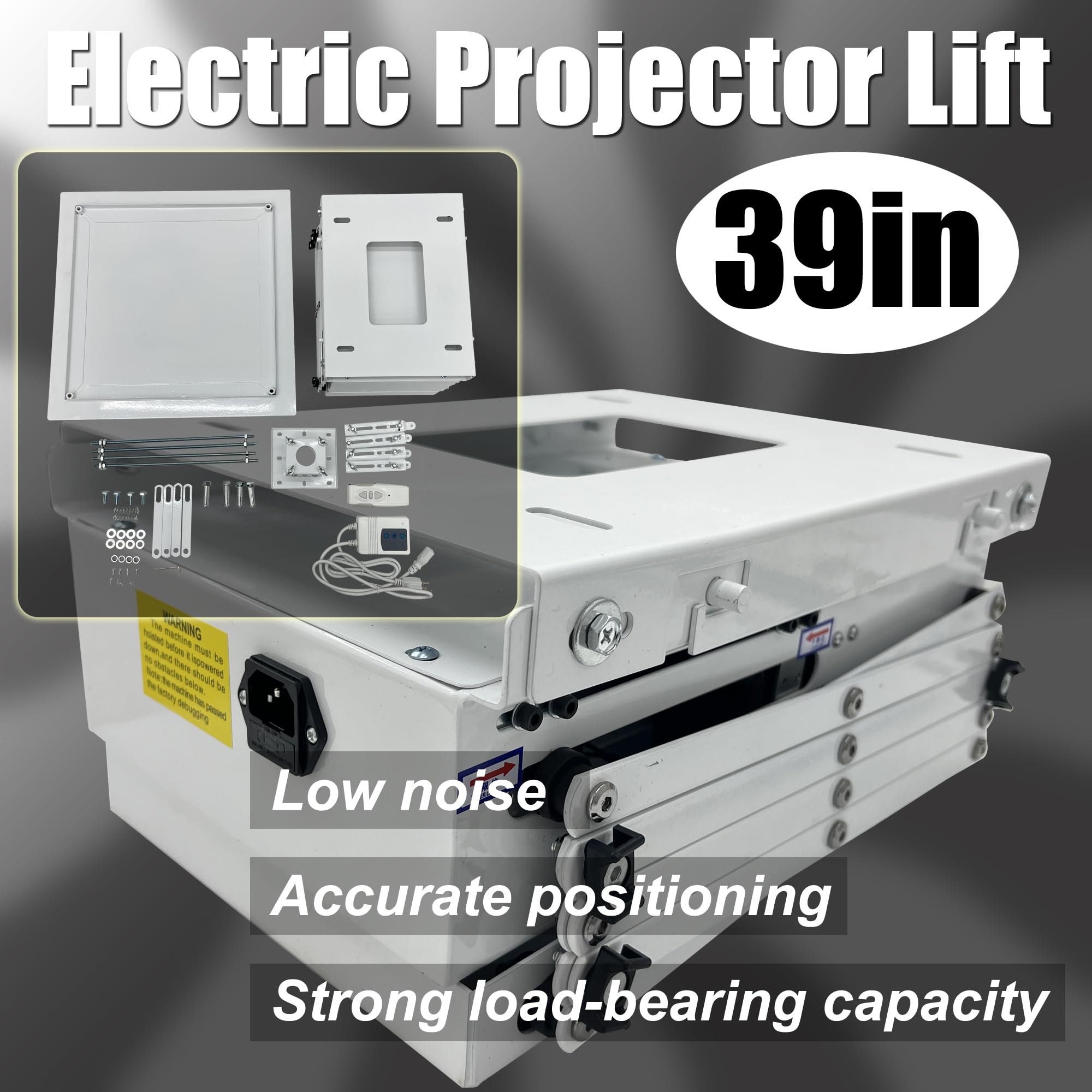 HQHAOTWU Projector Lift 39''Electric Projector Mount Hidden Ceiling Projector Bracket 19.69'' Base Automatic Lift Projector Electric Motorized Projector Mount Hanger 22Lb Load Capacity 110V