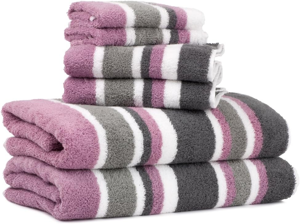 Cambridge Towel Varsity Stripe 6Piece Set, Antique Rose Home & Kitchen