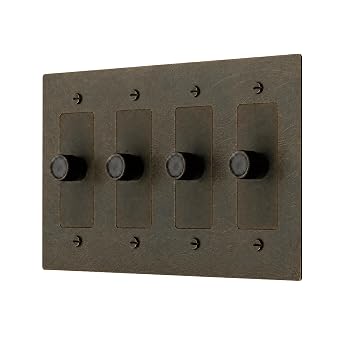 Brass Dimmer Light Switch - 120V AC - Solid Brass Wall Plate for LED Bulbs - Handcrafted Rotary Dimmer with Knurled Knob - UL Listed Flicker-Free Dimming - Vintage Style Light Control for Home Decor