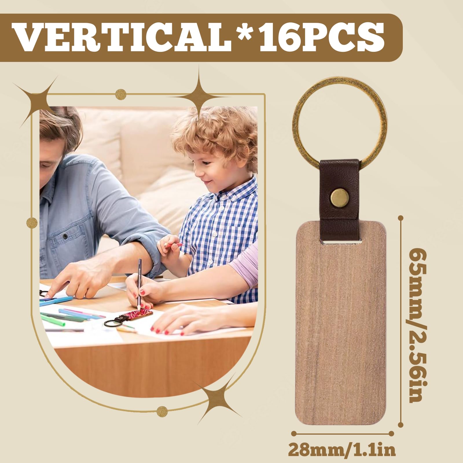 Portachiavi Di Design In Legno Fai Da Te: Artigianato Personalizzato Uomini E Donne Portachiavi Quadrati Rotondi In Trucioli Di Legno Con Pelle PU Da 0,75 € | DHgate