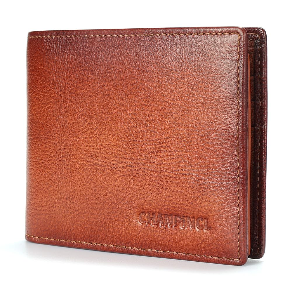 12cm LeatherChaen付■Middle Leather Wallet Amazon.com: CHANPINCL Mens Flipping ID Window Leather RFID