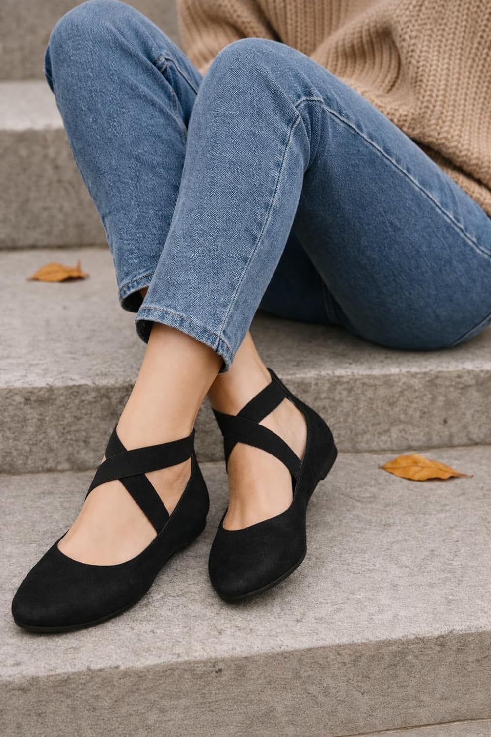 EMMA NEW YORK Women's Comfortable Ballet Flats with Strap, Ballerina Flats with Elastic Ankle Straps for Women Renaissance Shoes Women Flat Ballerina Shoes - Image 2