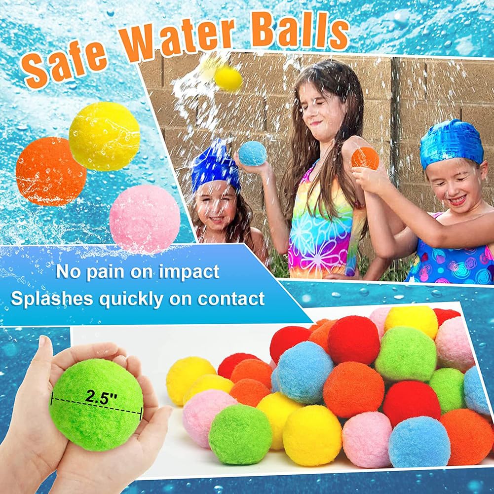 Générique Ballons d'eau réutilisables Kiddospace, pour Jeux et Jouets d' extérieur, balles d'eau en éponge 2025 pour la Plage, la Piscine, Les fêtes d'été, pour Une hydratation Rapide et sûre (50PC