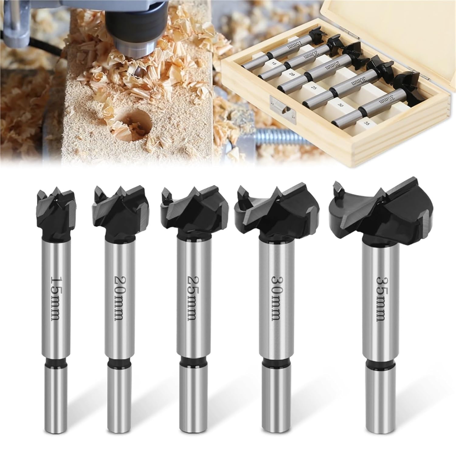 Hinge Boring Drill Bit Set for Wood Window Hole Cutter Auger Wooden Drilling Dia 15 20 25 30 35mm