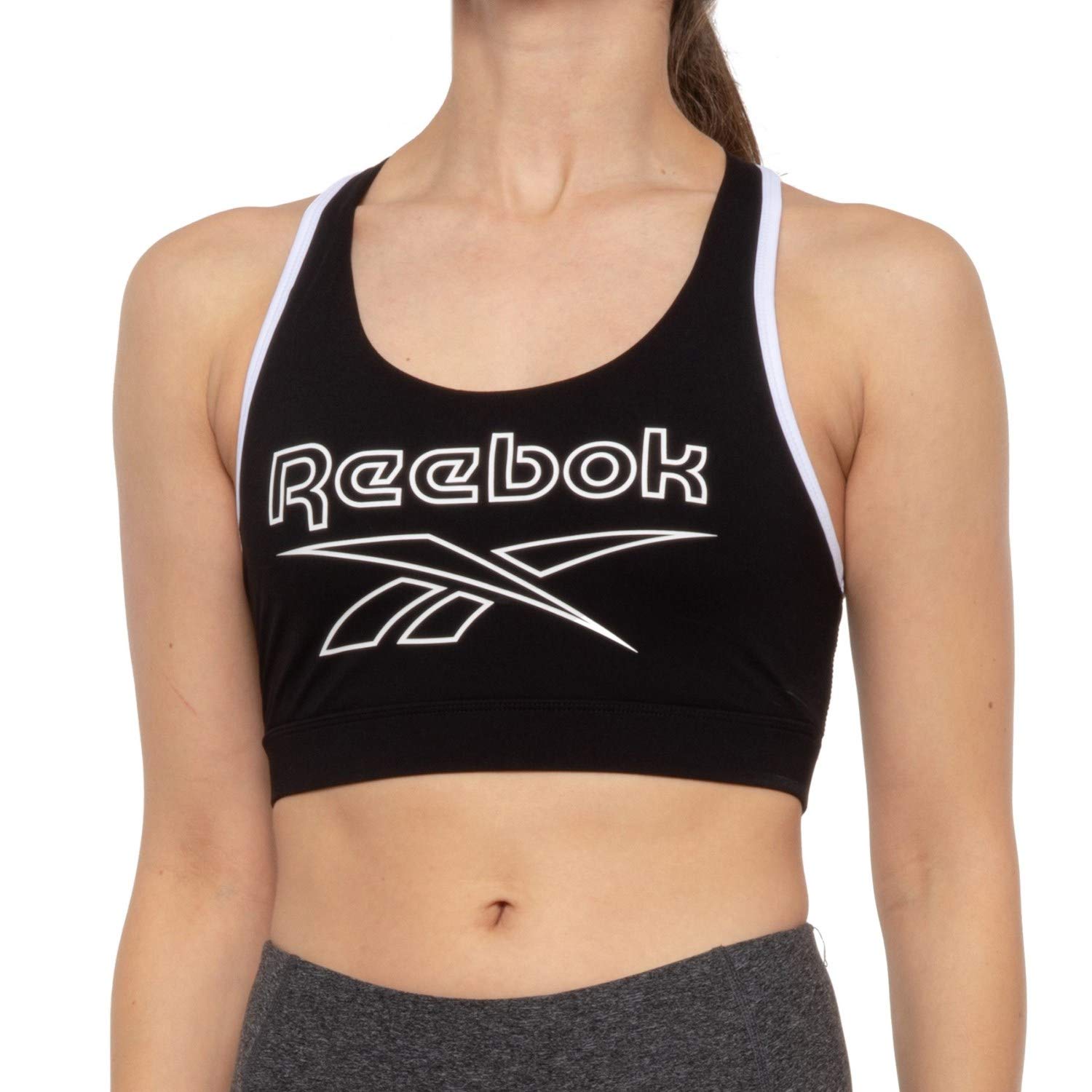 ReebokWomen's Wireless Racerback Sports Bra - Medium Impact Athletic Active Fitness & Gym Bralette w/Keyhole Cutout