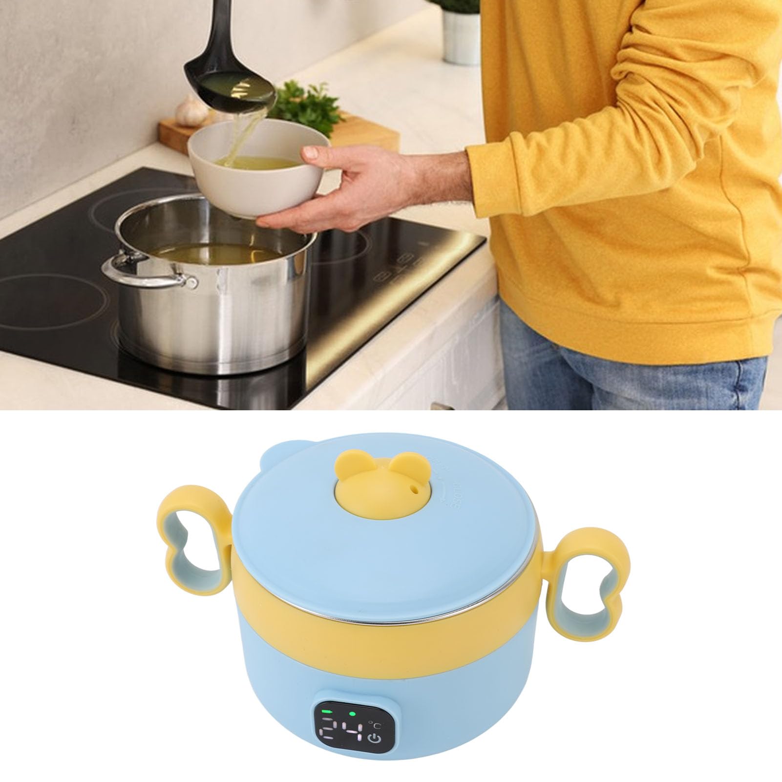 Box per il Pranzo Elettrico, Neonati Portatili Calco Alimentare USB Contempazione Costante Riscaldata per il Pranzo, Scalda per Pranzo Isolato per Bambini per Lavoro 'ufficio