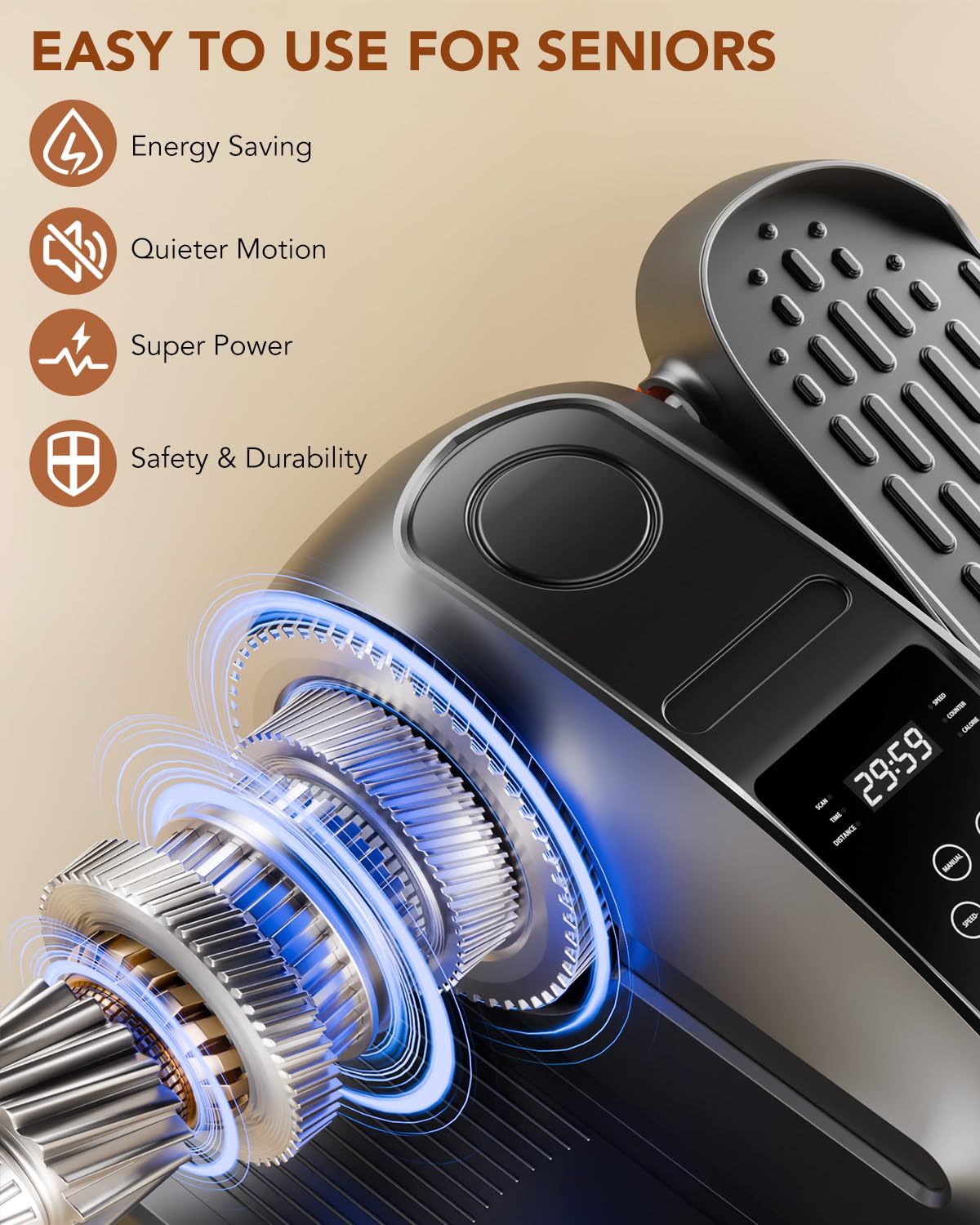 DamKee Under Desk Oval Exercise Machine Electric Oval Leg Exerciser Seen on TV 12 Speed Foot Exerciser for Seniors Portable Mini Seat Pedal Exerciser for Home Office Vertical