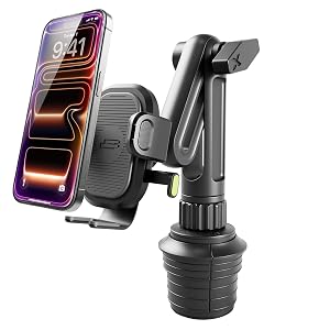 Bracketron OneClick Cup Phone Holder for Car - Universal Cup Holder Phone Mount Fits Devices up to 4