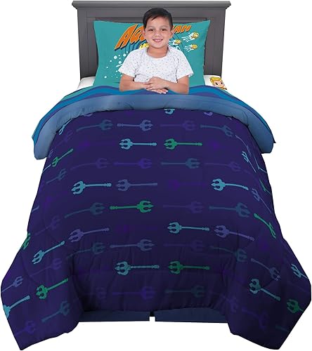 Miniatura 2 de Aquaman - Juego de edredón y sábanas para niños, 4 piezas, tamaño individual, por Franco