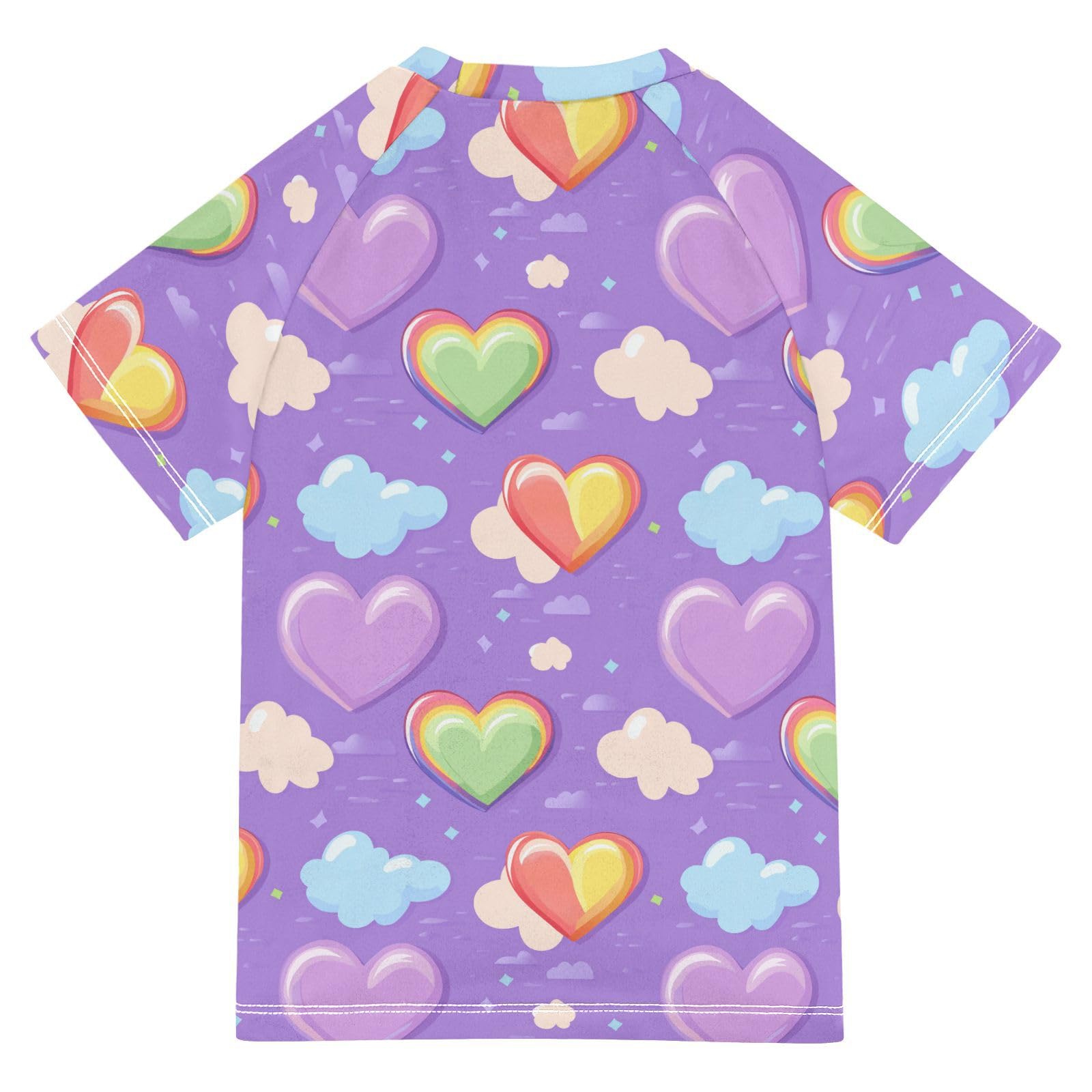 Matching Bathing Suits for Kids Short Sleeve Childrens Bathing Suits 3T Colorful Hearts Rainbow Purple