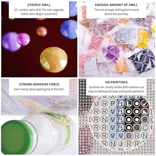 Miniatura 8 de FILASLFT Taladro completo de arte de diamantes de puntada de bricolaje, kits de pintura de diamantes de puntada para adultos, pintura de diamantes