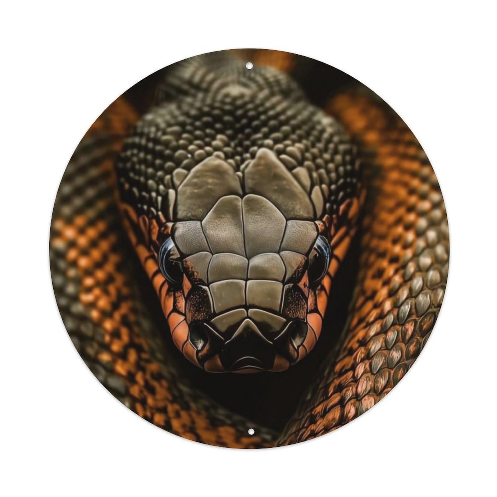 Reptile Venomous Serpent Dark Aesthetic Close-Up Scales Pattern Vintage Metal Tin Sign Plaque Wall Decor for Cafe, Club Bar, Office, Garden Metal Poster 8x8Inch