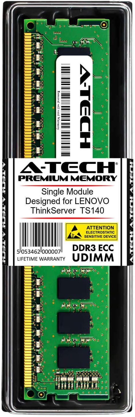 A-Tech 4GB for Lenovo ThinkServer TS140 (1 x 4GB) PC3-12800 (DDR3-1600) ECC Unbuffered UDIMM 240-Pin 1Rx8 1.35V Server Memory RAM
