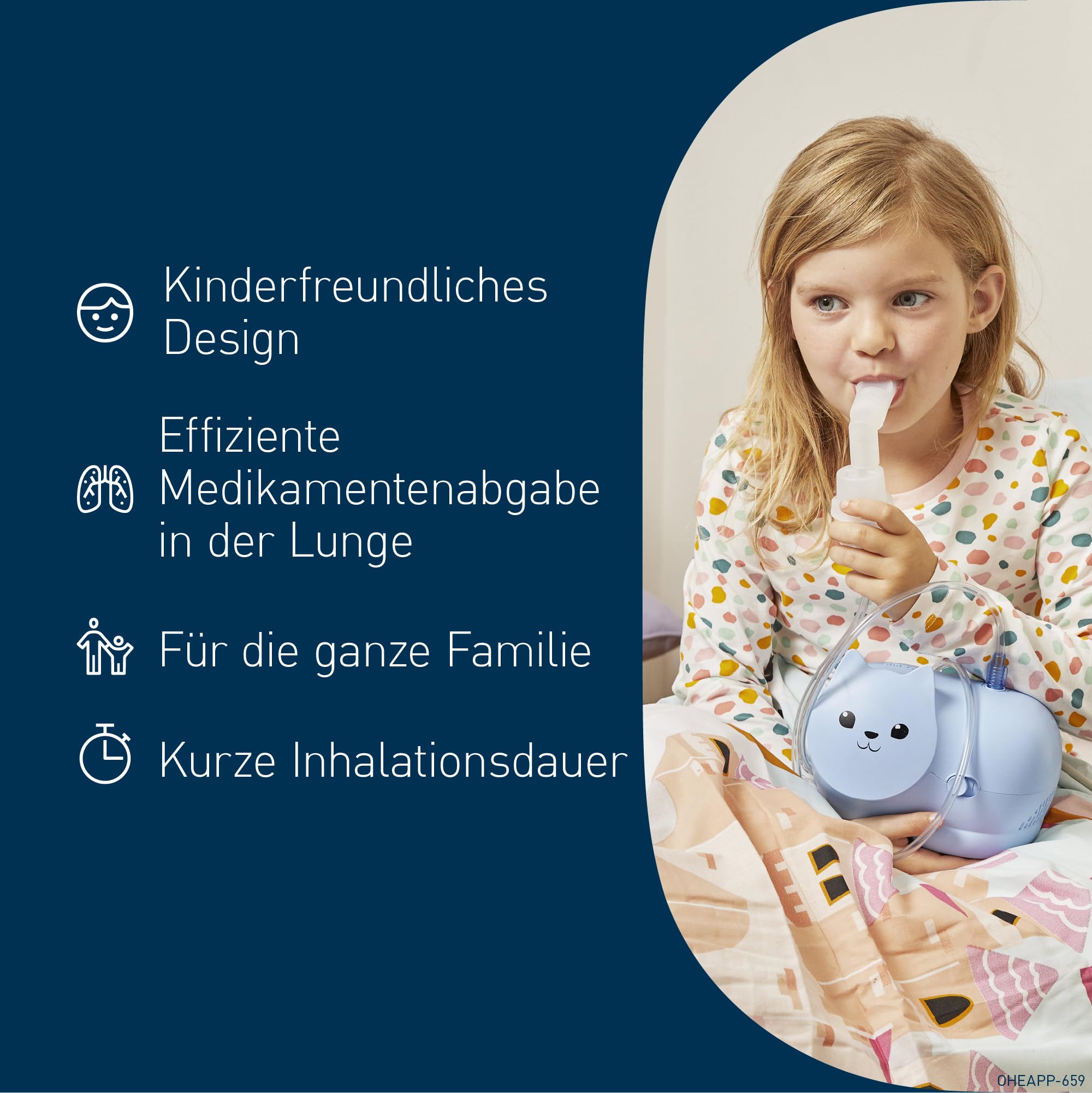 OMRON Nami Cat Inhalationsgerät – Inhalationsgerät kinder, leistungsstarker Kompressor für schnelle und effektive Behandlung von Atemwegserkrankungen bei Kindern