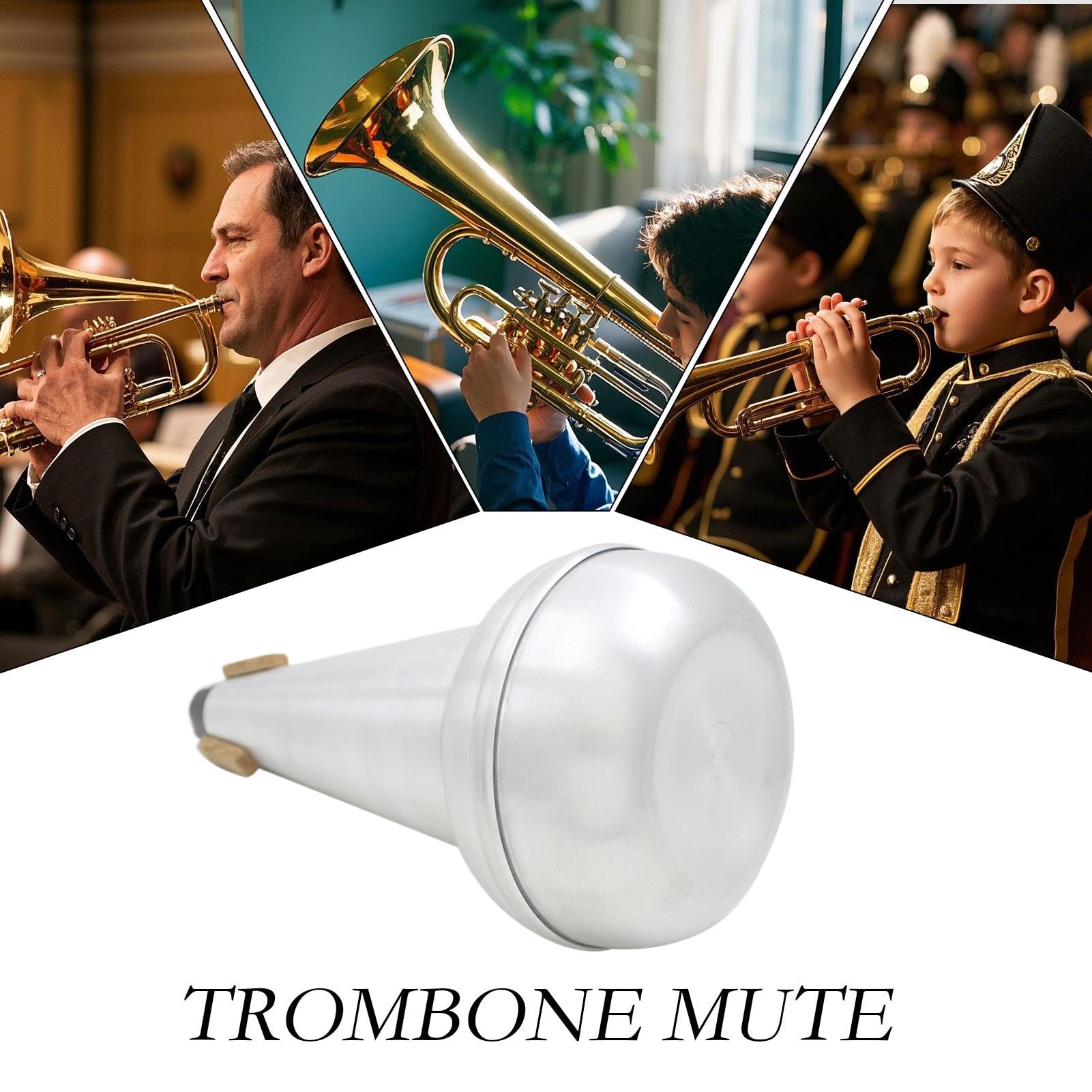 Büroklammer Straight Mute, Mute Posaunen-Tasse, Aluminium, tragbar, tragbar, Muted, professionelles Übungswerkzeug, Musikinstrumentenzubehör für Zuhause, niedriger Ton
