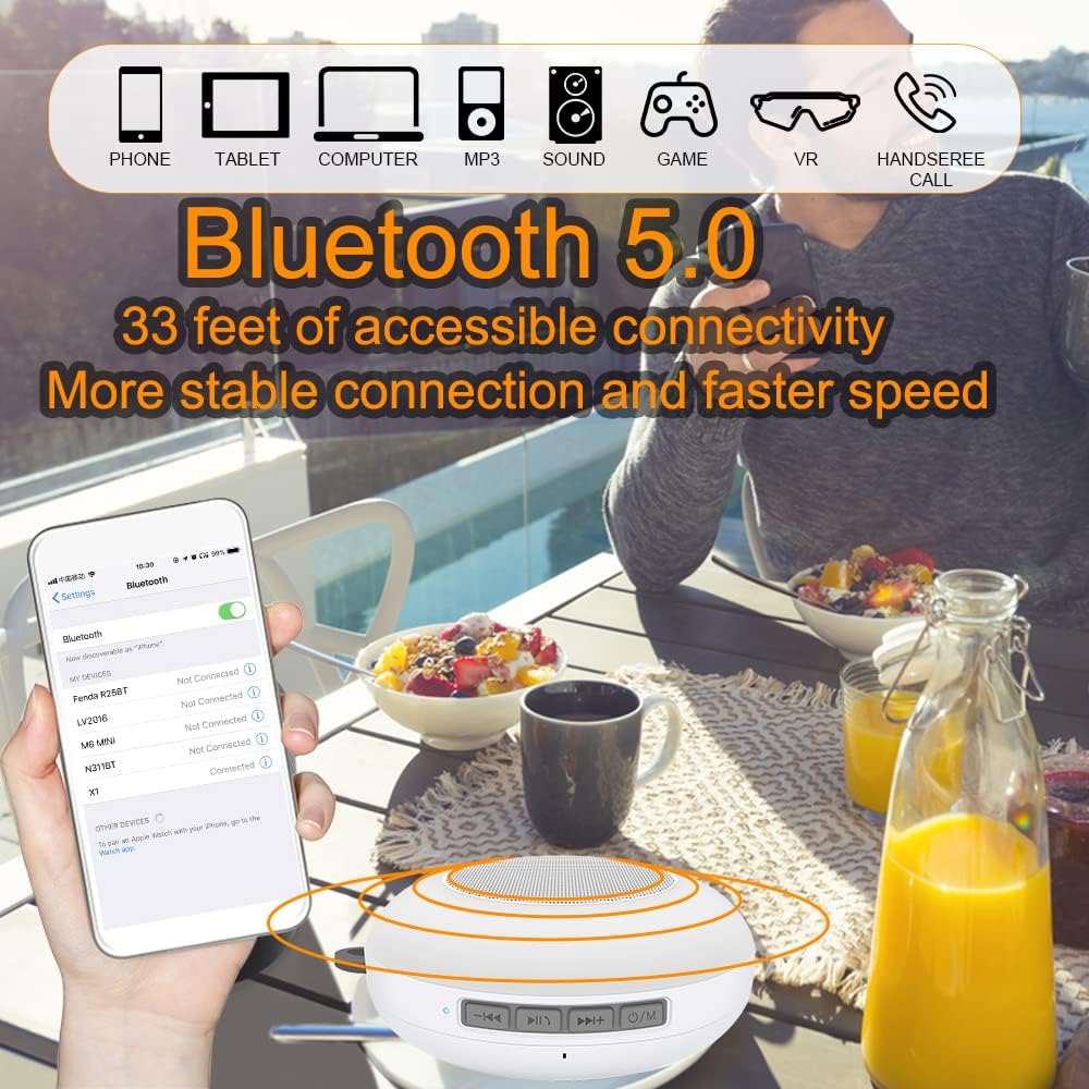 Uр Tо 50% оƒƒ Portable Bluetooth Shower Speaker: Waterproof Speaker 10H Playtime with Clip and 11 Color Changing Night Lights, Wireless Rechargeable Speaker Perfect to Outdoor | Travel | Party | Beach | Bathroom