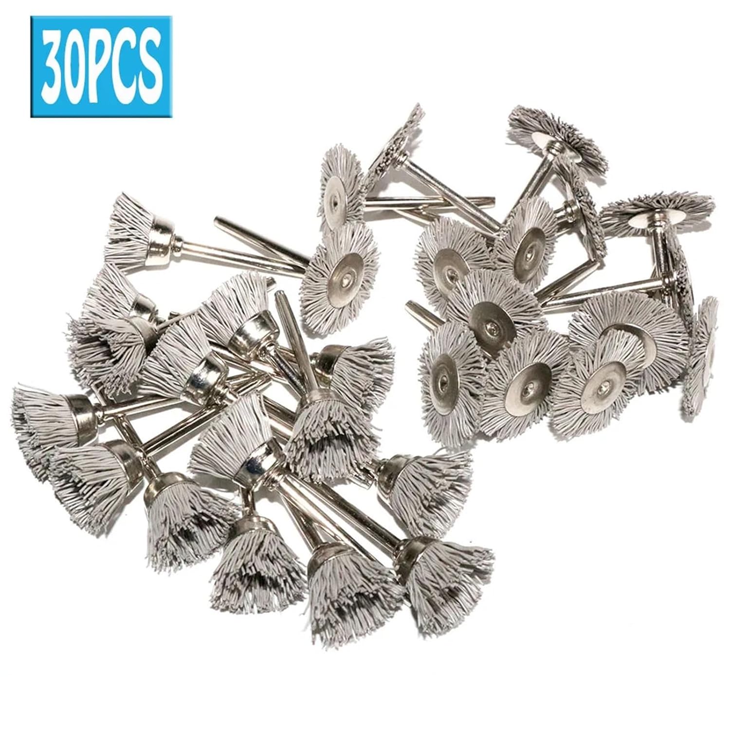 1inch Wire Wheel Brushes Brass Steel Cup end Brush Bristle Abrasive 1/8" Shank for Dremel Accessories(Abrasive Wire)