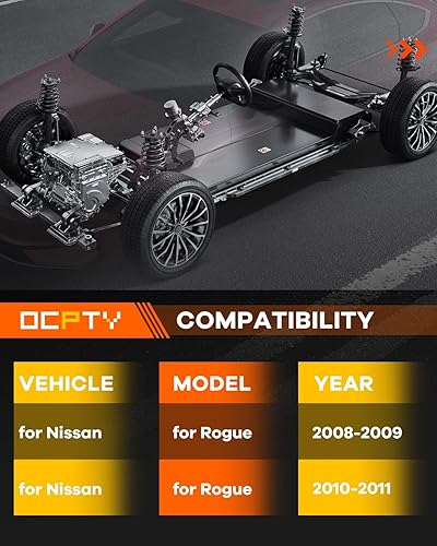 Miniatura 3 de OCPTY Conjunto de resorte delantero completo + amortiguadores traseros para Nissan Rogue Quick Struts 11733 11734 349097 - Juego de 4