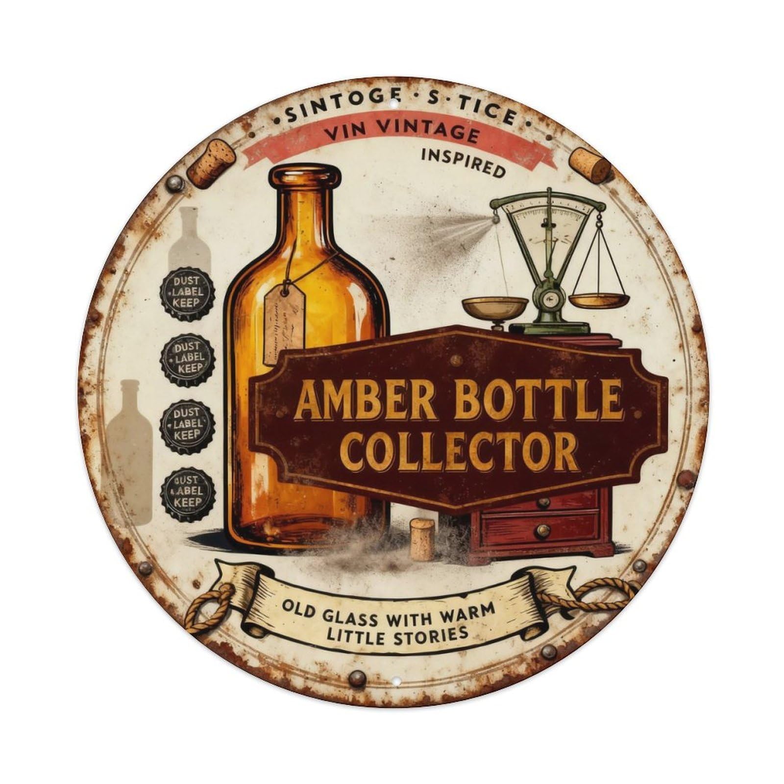 Amber Bottle Collector Sign Metal Tin Sign Plaque