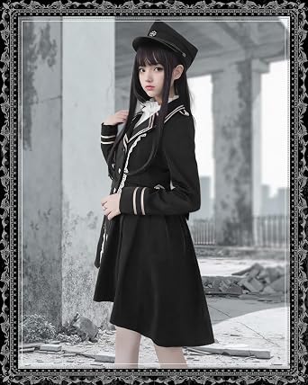 JIURUN Lolita Gothic Lolita Costume Military Uniform Halloween Cosplay Anime cosplay lolita Mori Girl Lolita Trench Coat Shorts Blouse Tailcoat Crossdresser Clothes Gothic Dress Crossdresser Clothes Academy Style Revival Cute
