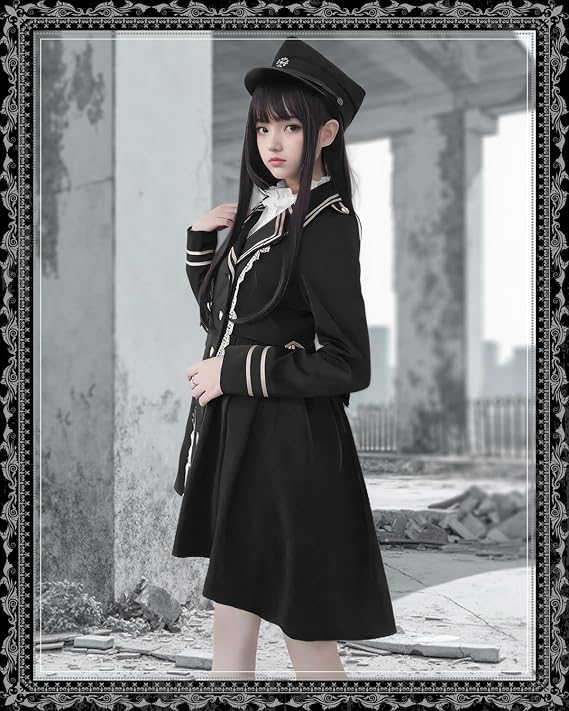 JIURUN Lolita Gothic Lolita Costume Military Uniform Halloween Cosplay Anime cosplay lolita Mori Girl Lolita Trench Coat Shorts Blouse Tailcoat Crossdresser Clothes Gothic Dress Crossdresser Clothes Academy Style Revival Cute