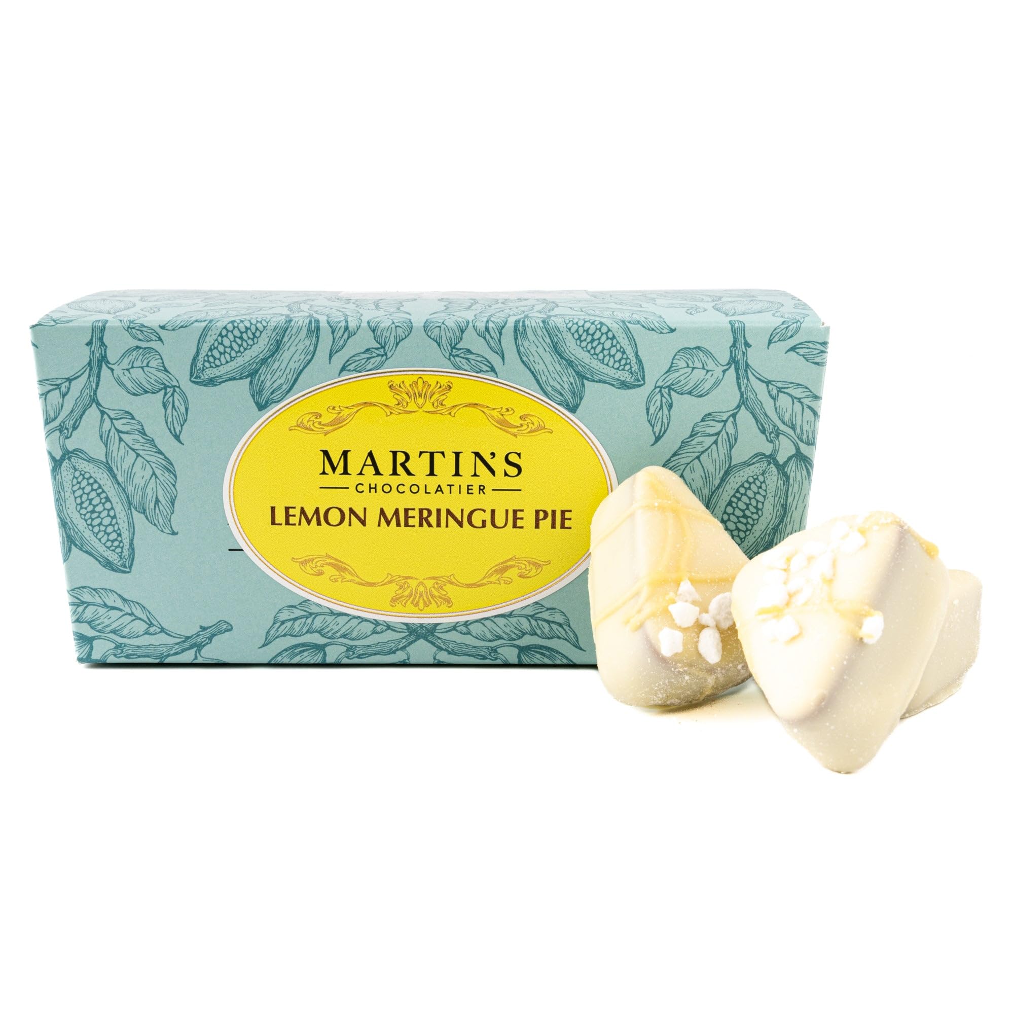 Martin's Chocolatier Lemon Meringue Pie Chocolate Ballotin | White Chocolates with Lemon-Flavoured Cream Filling and Meringue Bits Topping | Handmade Chocolate Gift Box (200g)