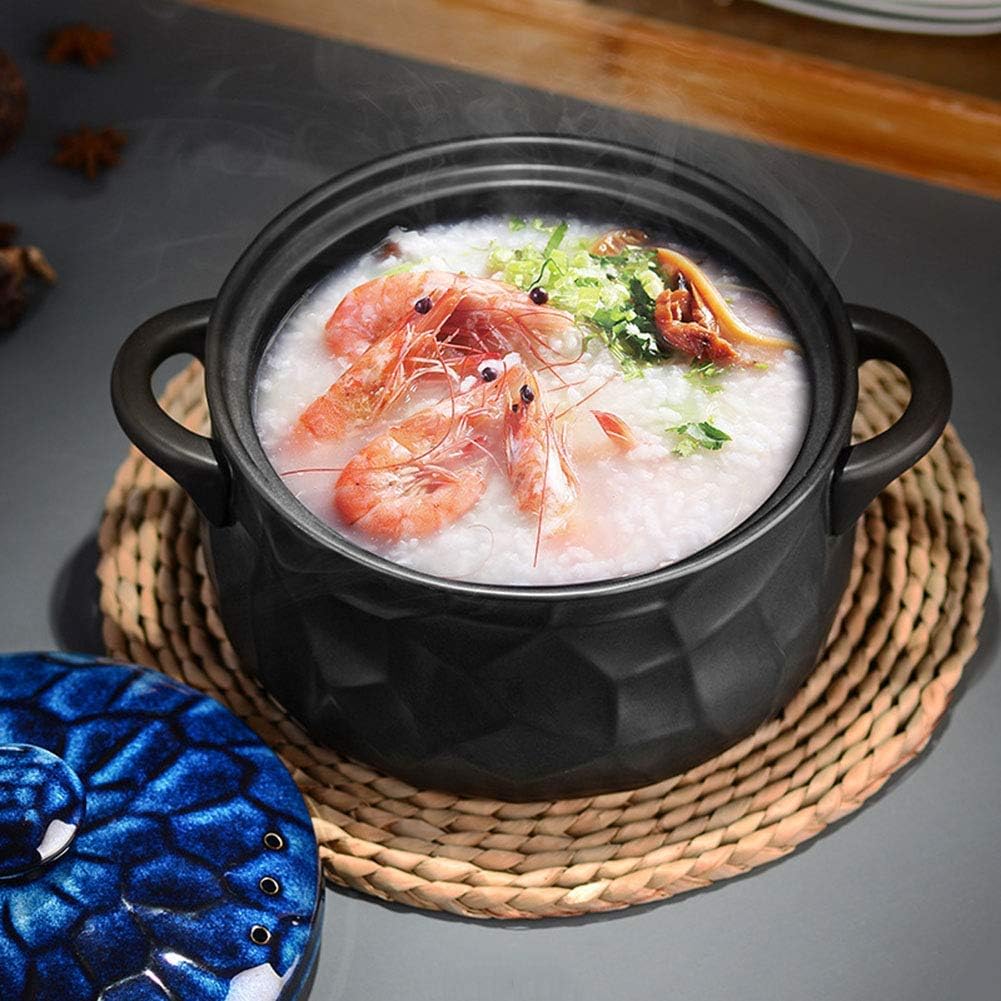 Ceramic Casserole Stock Pot Thickened Round Lid Saucepan Handmade Clay Cookware For Different Cooking Styles, Red(Red)