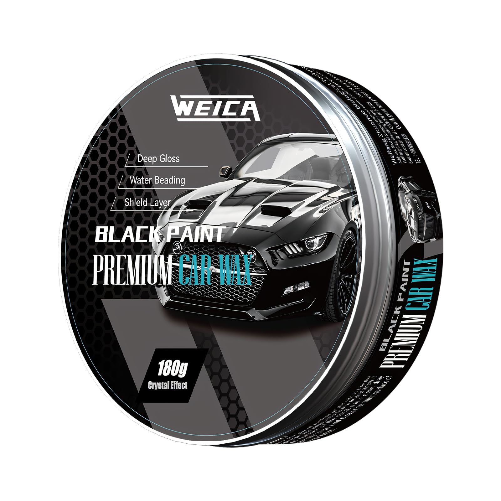 Black Solid Car Wax, Carnauba Car Wax Kit, Cleaner, Scratch Resistance Auto Ceramics Coating 180g with Free Waxing Sponge and Towel - Black
