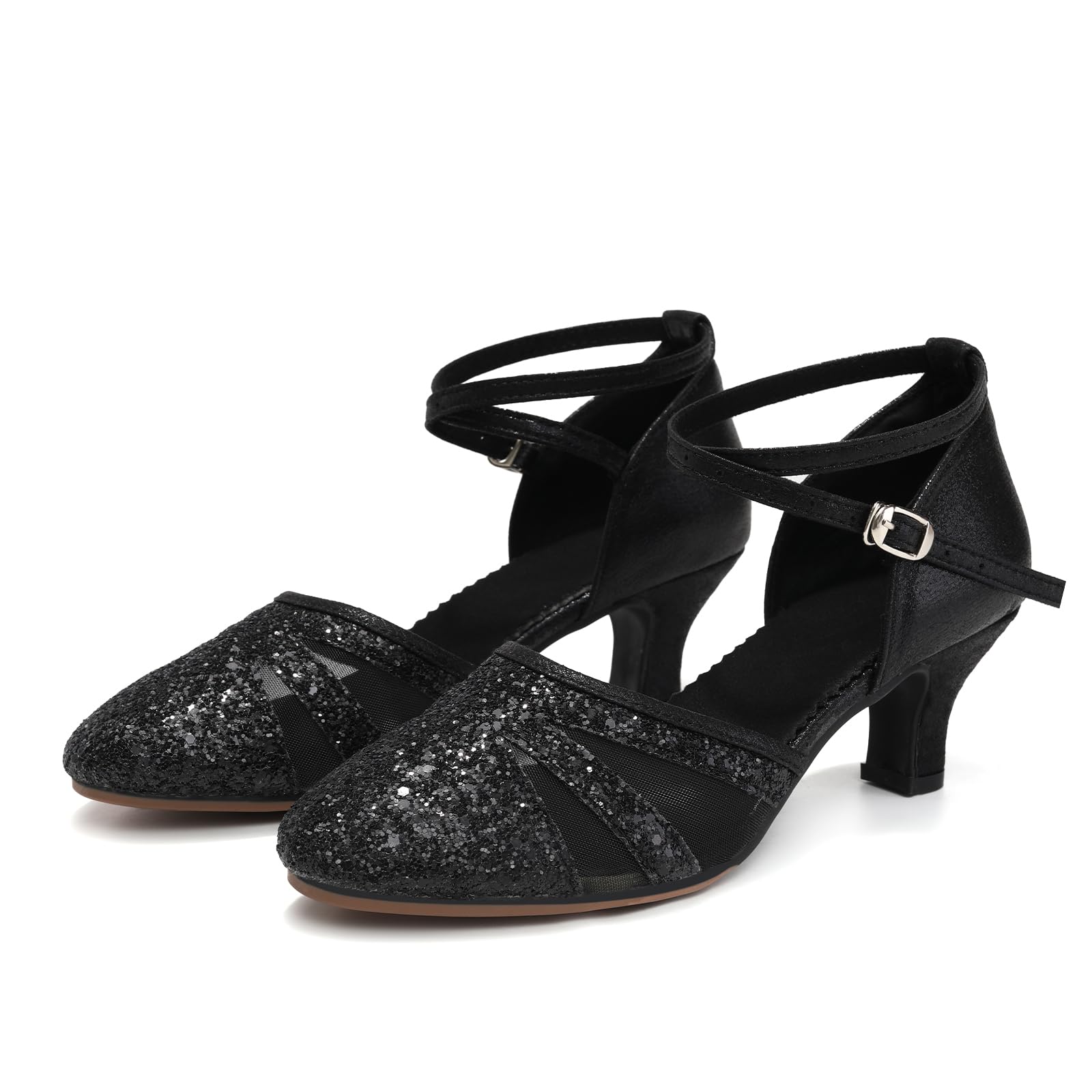 HIPPOSEUS Zapatos de Baile Latino Mujer 5 cm Lentejuelas de Salón Cerrados Salsa y Bachata Tango Calzado para Bailar